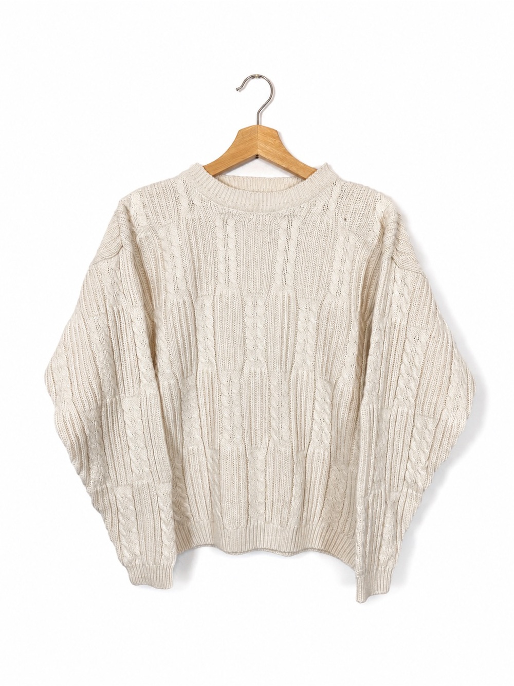 American Weekend Chunky Cable Knit Sweater Cotton Fisherman Crewneck Fall Size S